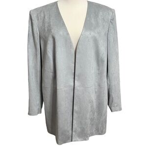 Talbots Woman Petites Faux Suede Light Grey Blazer Jacket Size 18W Petite